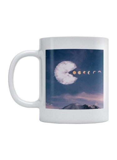 Pacman Printed Mug White/Blue/Yellow