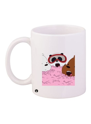 Cartoon Printed Coffee Mug White/Pink/Brown 11ounce
