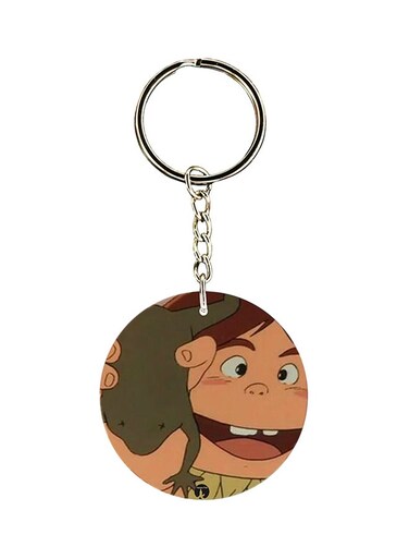 Anime Adnan And Lina Printed Keychain Green/Silver/White