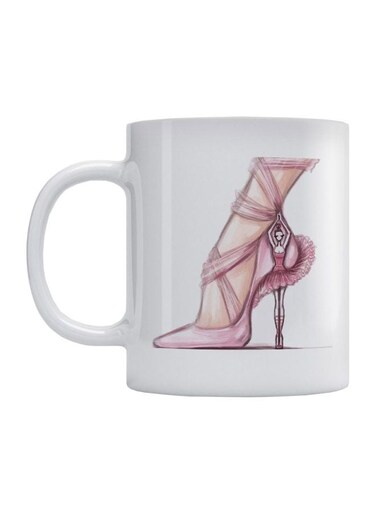 Ballerina Shoes Printed Coffee Mug White/Pink/Beige
