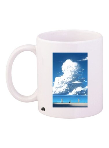 Seascape Printed Coffee Mug White/Blue/Beige