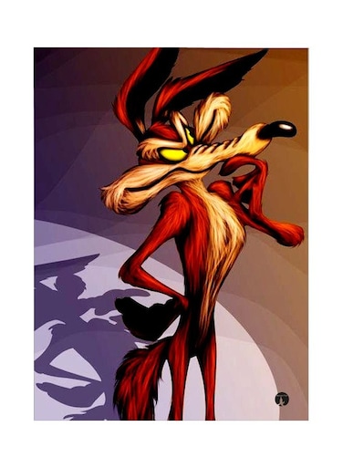 Wile E. Coyote Themed Metallic Plate Purple/Red/Yellow 20x15cm