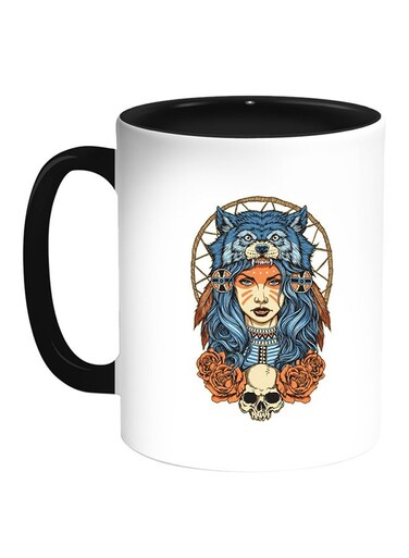 Wolf's Robe Printed Coffee Mug White/Black 11ounce