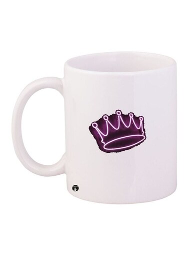 Crown Printed Coffee Mug White/Purple 11ounce