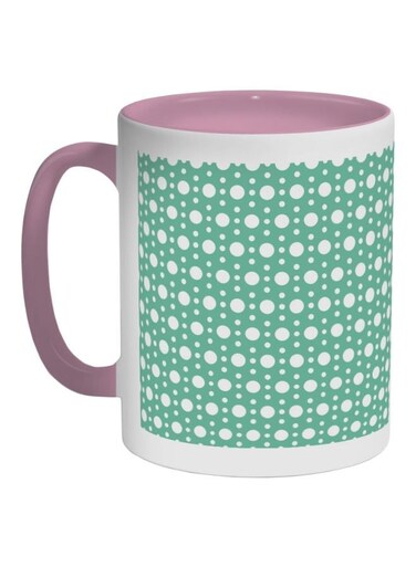 Large And Small Circle Printed Coffee Mug Pink/White/Green 325ml