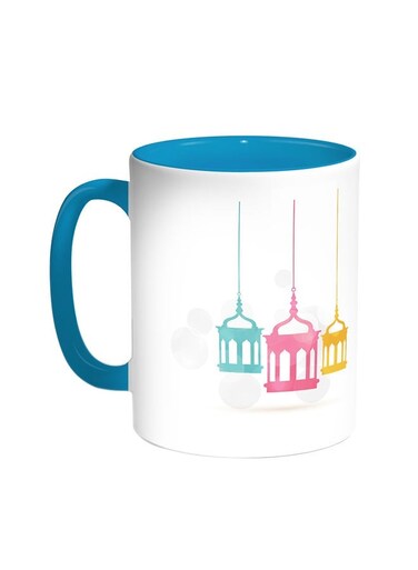 Ramadan Lanterns Printed Coffee Mug Turquoise/White 11ounce