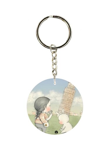 Cartoon Themed Single Sided Keychain