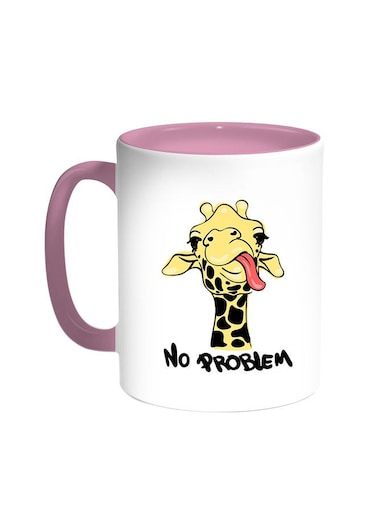 Giraffe - No Problem Printed Coffee Mug Pink/White 11ounce