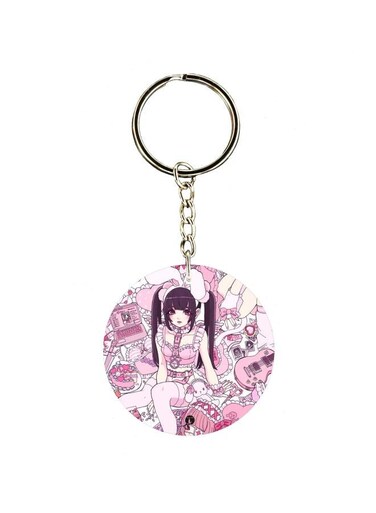 Cartoon Girl Printed Keychain