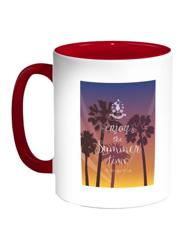 Enjoy The Summer Time Printed Coffee Mug Red/White/Blue 11ounce