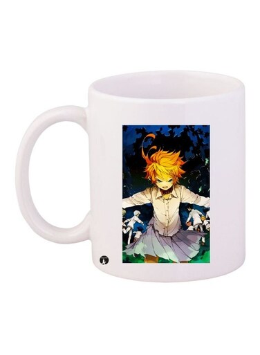 Cartoon Printed Coffee Mug White/Blue/Yellow 11ounce