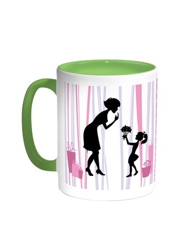 Mother's Day Gift Printed Coffee Mug Green/White 11ounce