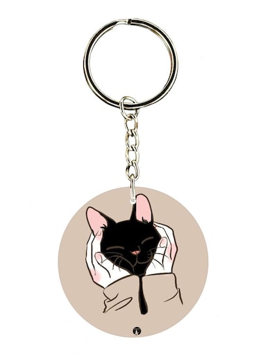 Double Sided Cat Printed Keychain