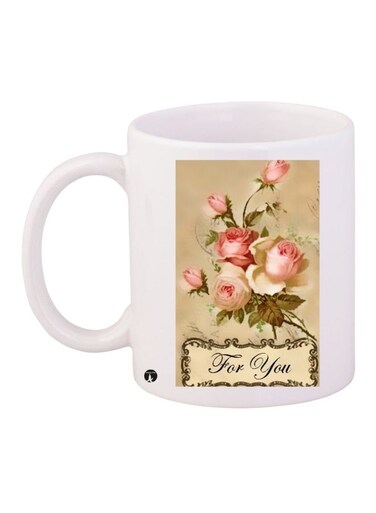 Printed Coffee Mug White/Beige/Pink