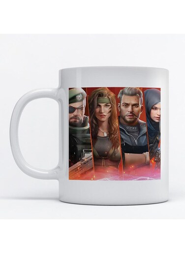 Invasion Game Printed Mug White/Red/Brown