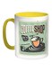 Old Coffee Shop Printed Coffee Mug Yellow/White/Green