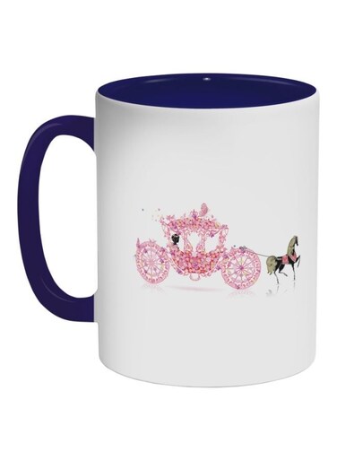 Princess Carriage Printed Coffee Mug White/Pink/Black 11ounce