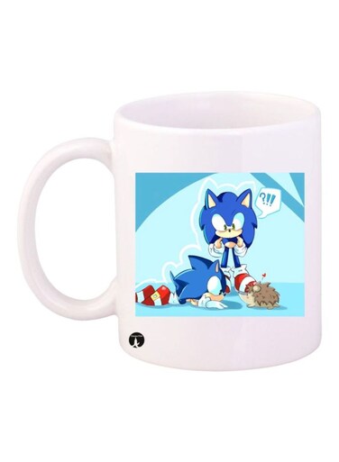 Sonic Video Game Printed Mug Blue/White/Brown Standard Size
