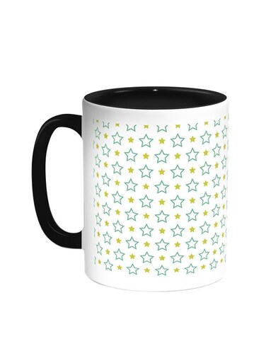 Motifs Of Small And Large Stars Printed Coffee Mug Black/White 11ounce