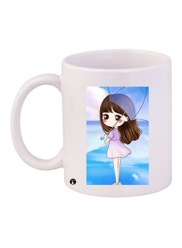 Anime Girl Printed Coffee Mug White/Blue/Brown