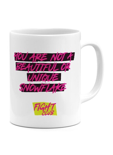 Retro Fight Club Quote Printed Mug Pink/White