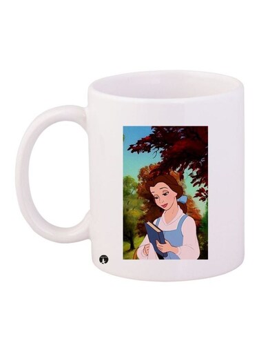 Cartoon Printed Coffee Mug White/Brown/Blue 11ounce