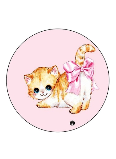 Cat Printed Fridge Magnet Round Multicolour