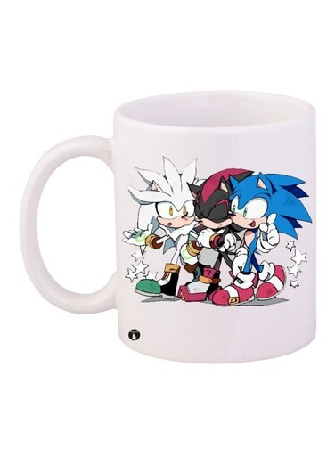 Sonic The Hedgehog Printed Coffee Mug White/Blue/Red 11ounce