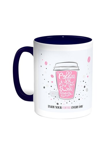 A Cup Of Coffee Printed Coffee Mug Blue/White 11ounce