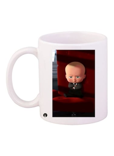 The Baby Boss Printed Coffee Mug White/Red/Beige 11ounce