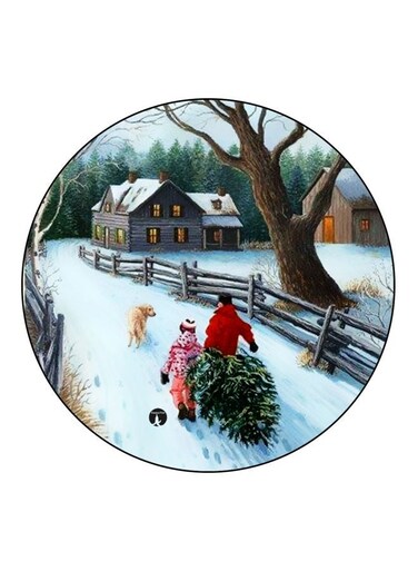 Winter Printed Fridge Magnet White/Brown/Green 5.5cm