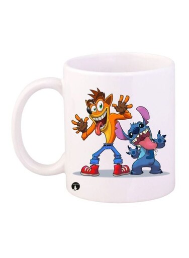 Stitch Character Printed Coffee Mug White/Yellow/Blue