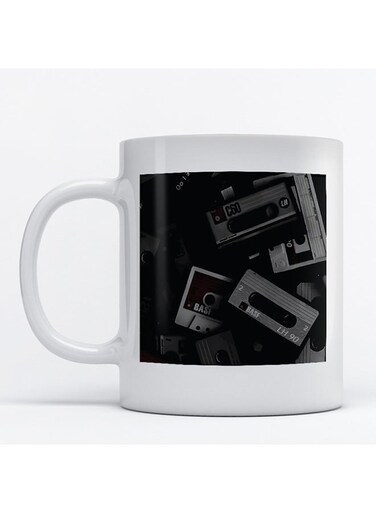 Cassette Printed Mug White/Blak/Grey