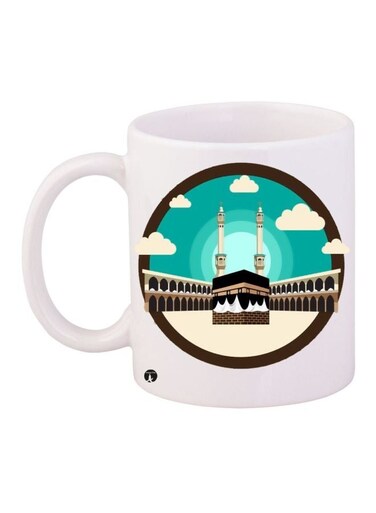 Mecca Printed Coffee Mug White/Beige/Blue 11ounce