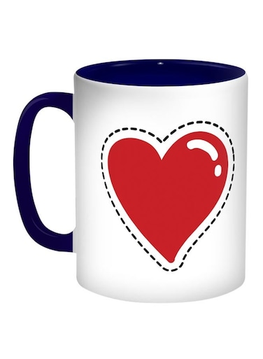 Red Heart Printed Coffee Mug Red/White/Blue 11ounce