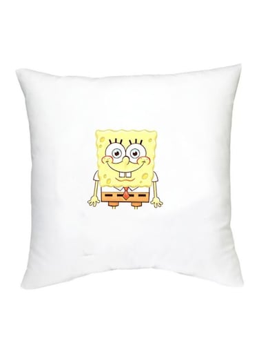 SpongeBob Character Printed Cushion White/Yellow/Brown 16x16inch