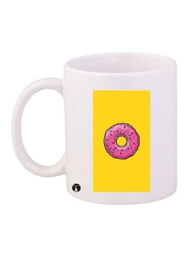 Donut Printed Coffee Mug White/Yellow/Pink