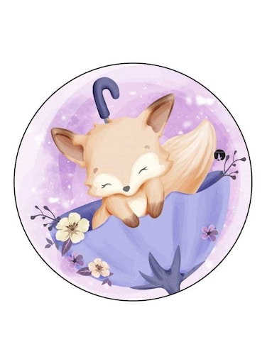 Fox Printed Fridge Magnet Purple/Beige 5.5cm