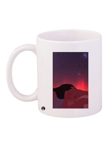 Sleeping Lady Printed Coffee Mug White/Red/Purple 11ounce