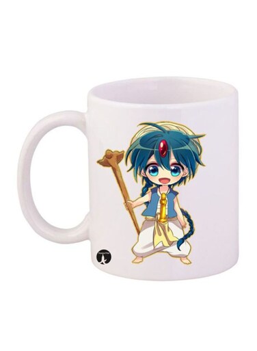 Labyrinth Of Magic Anime Printed Mug White/Blue/Gold 12ounce