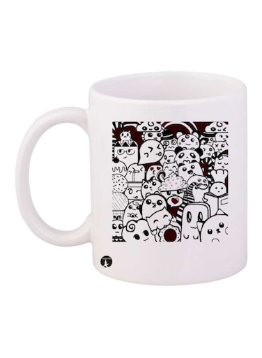 Monsters Printed Mug White/Black/Maroon Standard Size