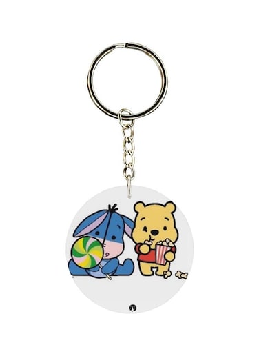 Pooh Bear Printed Double Sided Keychain