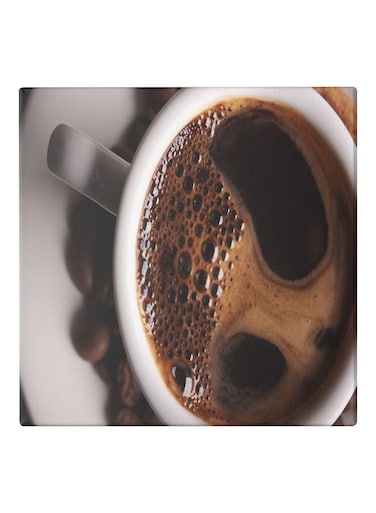 Coffee Themed Canvas Painting With Frame White/Brown 50x50cm