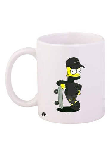 Cartoon Printed Coffee Mug White/Yellow/Black 11ounce