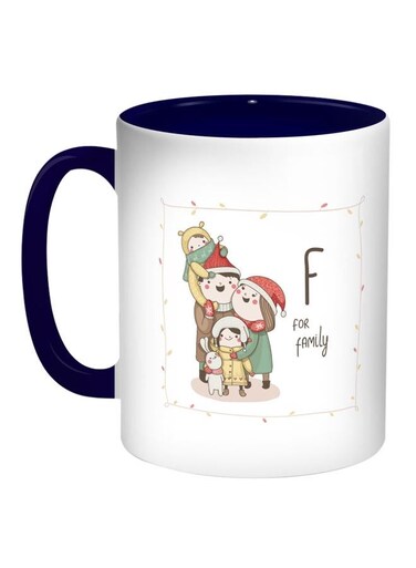 Happy Family Printed Coffee Mug Blue/White/Red 11ounce