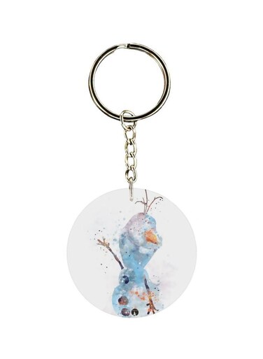 Double Sided Snowman Cartoon Printed Keychain