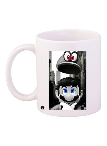 Cartoon Printed Coffee Mug White/Black/Grey 11ounce