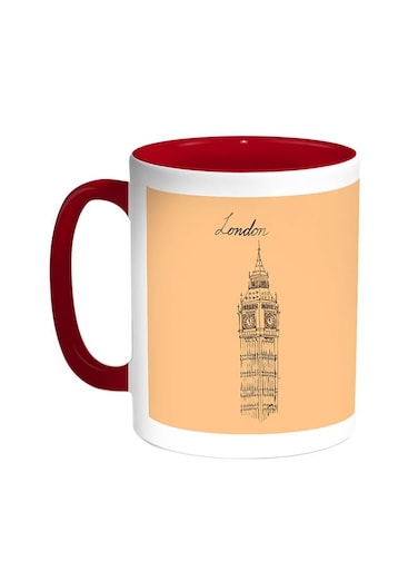 Landmarks - Big Ben Clock Printed Coffee Mug Red/White 11ounce