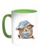 Owl Printed Coffee Mug White/Green 11ounce