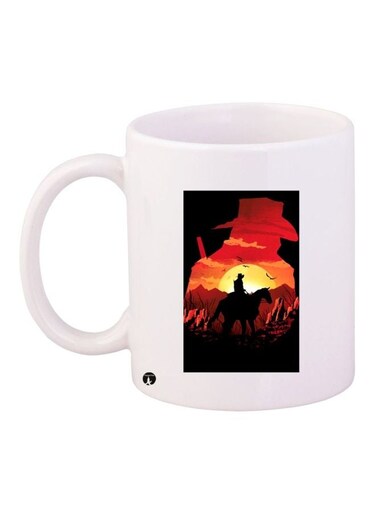 Wild West Printed Coffee Mug White/Orange/Black 11ounce